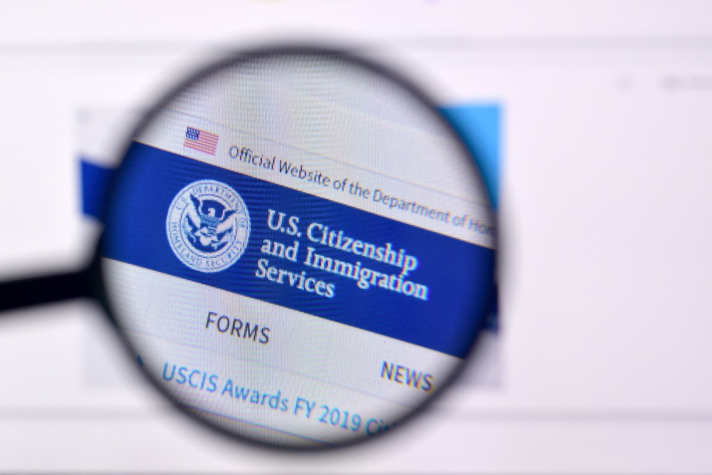 Homepage of uscis website on the display of PC, url - uscis.gov.